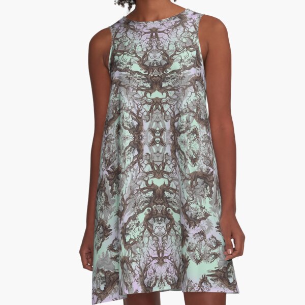 ANCIENT PINE SNAG MANDALA A-Line Dress