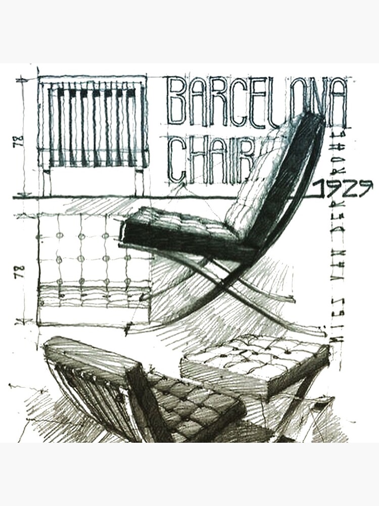 Barcelona Chair Drawing Art Print for Sale by arkiteesh  Redbubble
