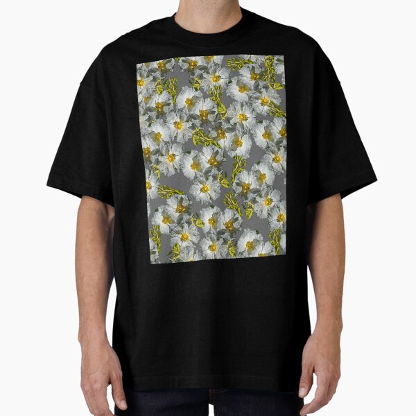 SUMMER WHITE ROCKROSE SIMPLE PATTERN Oversized T-Shirt