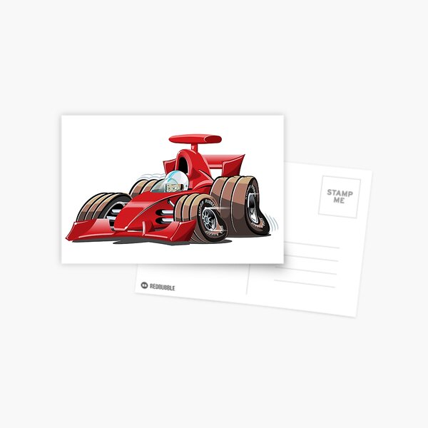 Carte postale for Sale avec l'œuvre « Voiture de course de formule 1 de  dessin animé » de l'artiste Mechanick