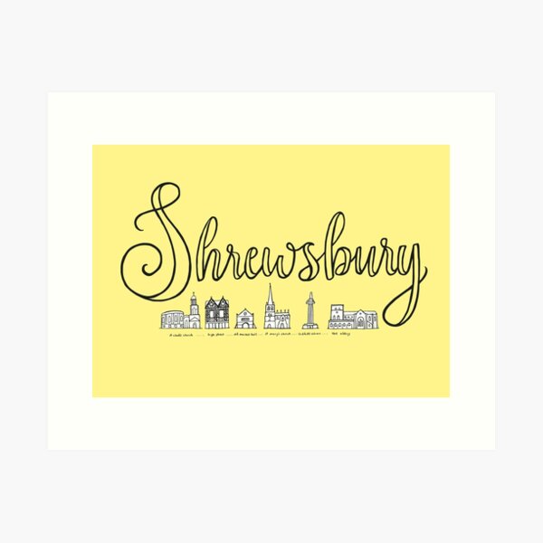 Shrewsbury historic buildings - yellow Art Print