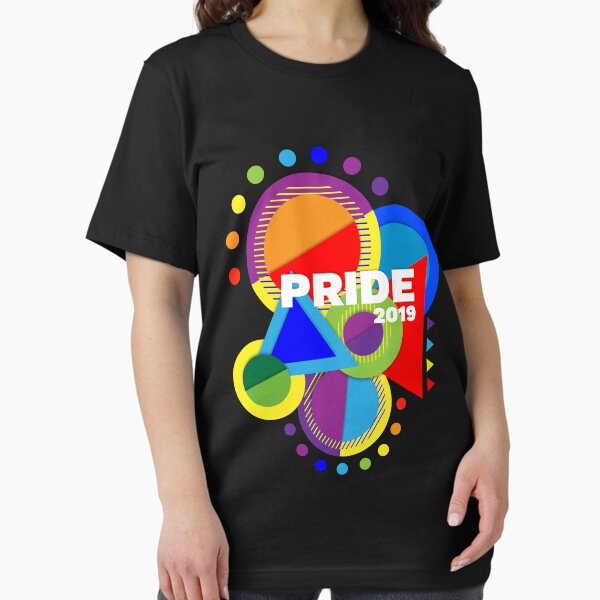 Item preview, Gay Pride 2019 Parade Rainbow Retro Geographic LGBT Art-Deco Shapes T-Shirt designed and sold by ExtraDressing.