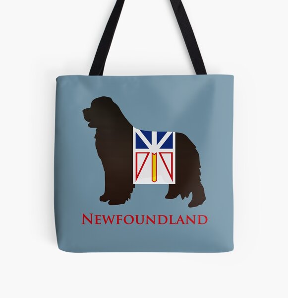 Newfoundland Dog sporting the Newfoundland flag! All Over Print Tote Bag