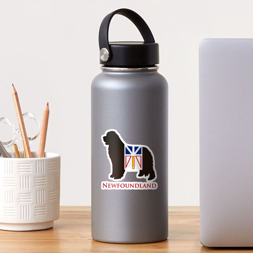 Newfoundland Dog sporting the Newfoundland flag! Sticker