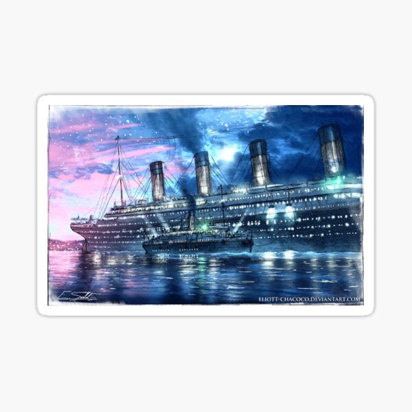 Cherbourg - Titanic painting - Art by Eliott Cha'coco Sticker