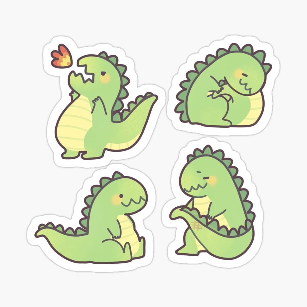 Cute Chubby Sleepy Dragon - Green Sticker