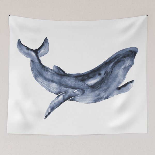 Item preview, Blue Watercolor Whale. Sea life painting. designed and sold by PandaAvenue.
