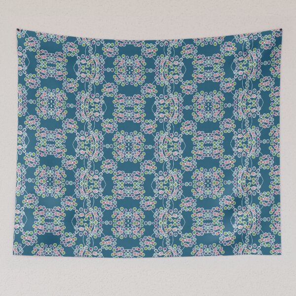 Item preview, Small Colorful Outlined Circles On Blue  designed and sold by Ruth Palmer.