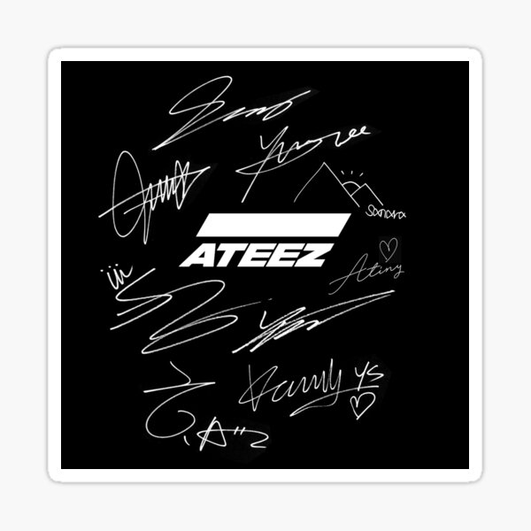 Ateez - logo + signatures - noir Sticker