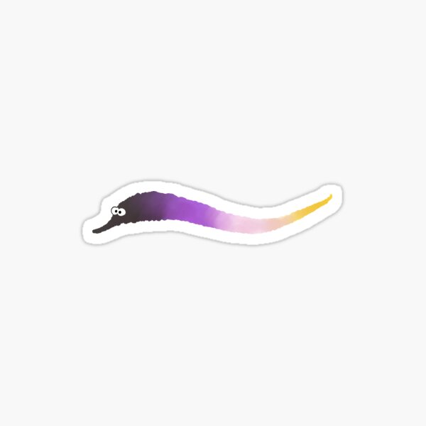 Vista previa del artículo con la obra «gusano no binario en una cadena de orgullo», diseñado y vendido por Ro Chase.