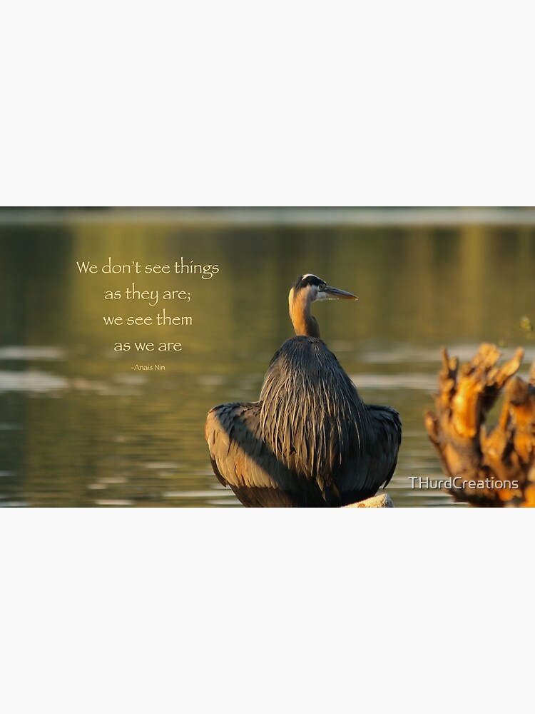 "Great Blue Heron Reflecting (with quote)" Poster for Sale by ...