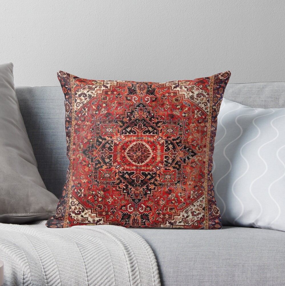 Heriz Antiker Vintage Boho Perserteppich Druck Dekokissen