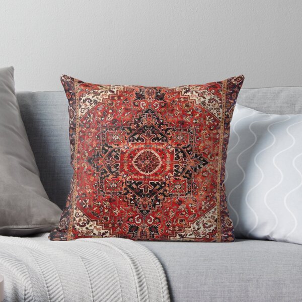 Heriz Antiker Vintage Boho Perserteppich Druck Dekokissen