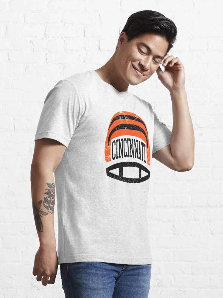 Next Play Tees Cincinnati Bengals Retro Helmet NFL Football Heather Gray Sublimated T-Shirt Small