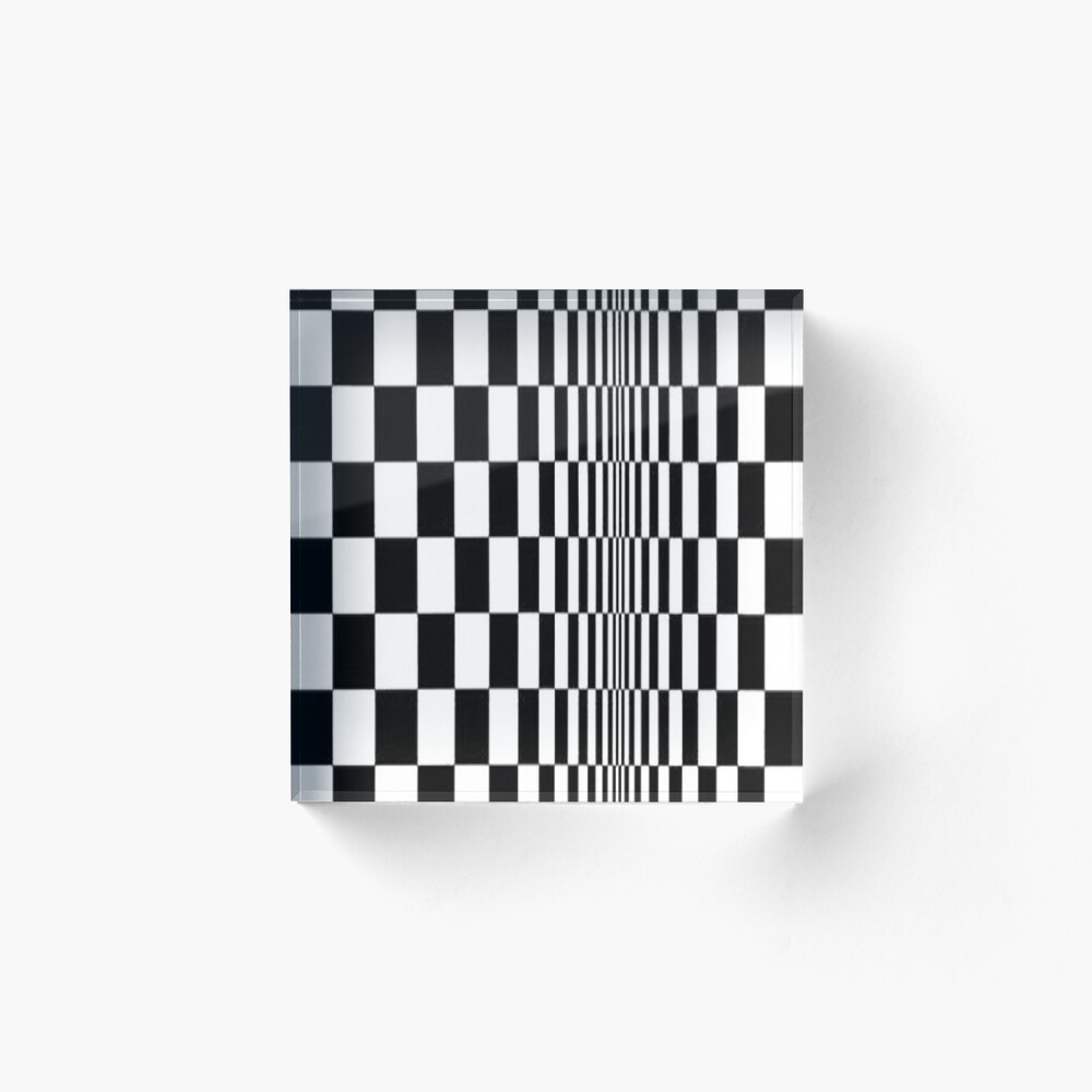 Movement in Squares, by Bridget Riley 1961, chess, tile, square, pattern, design, grid, mosaic, checkerboard, bank check, abstract Posters Acrylic Block