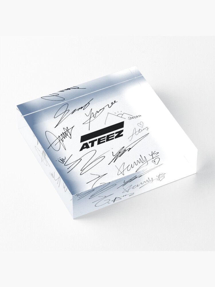 Alternate view of Ateez - logo + signatures - white Acrylic Block