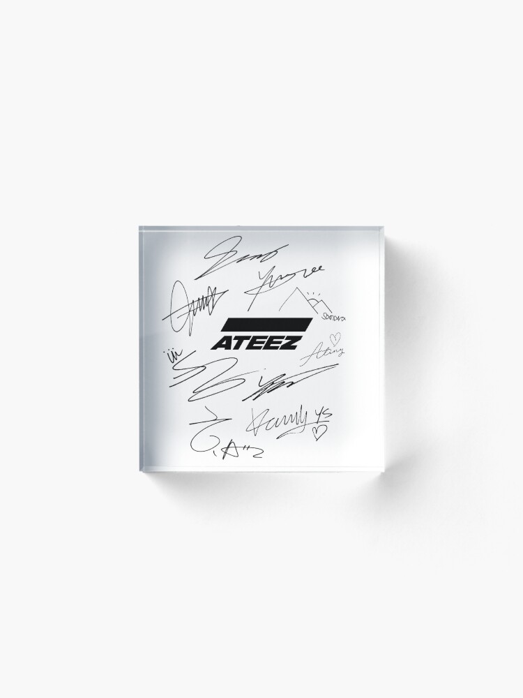 Alternate view of Ateez - logo + signatures - white Acrylic Block