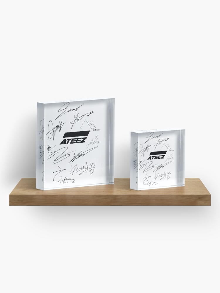 Alternate view of Ateez - logo + signatures - white Acrylic Block