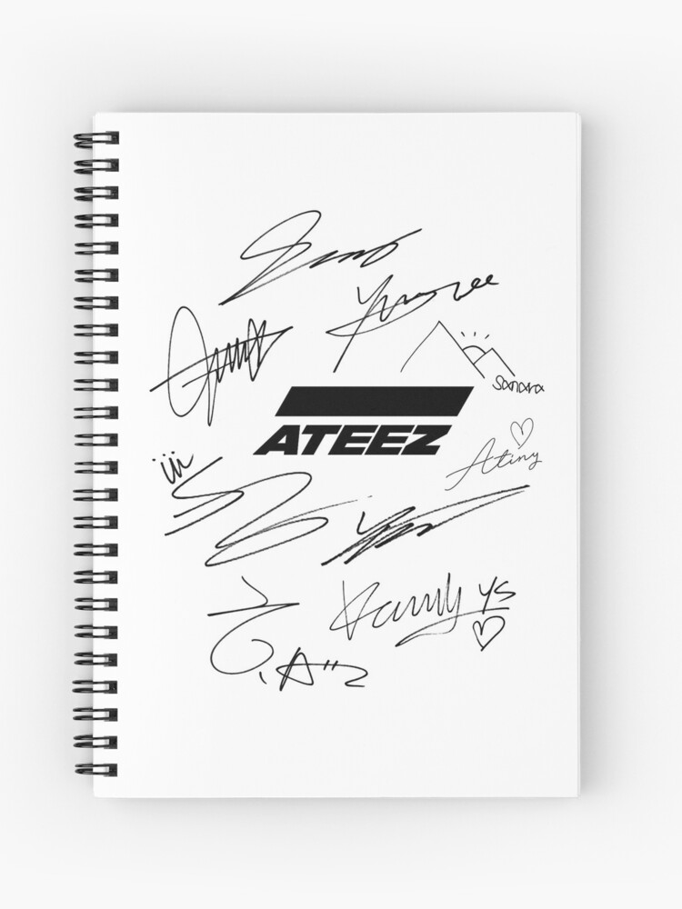 Ateez - logo + signatures - white