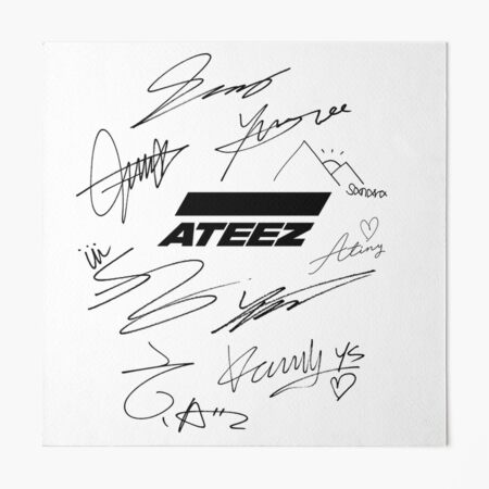 Ateez - logo + signatures - white