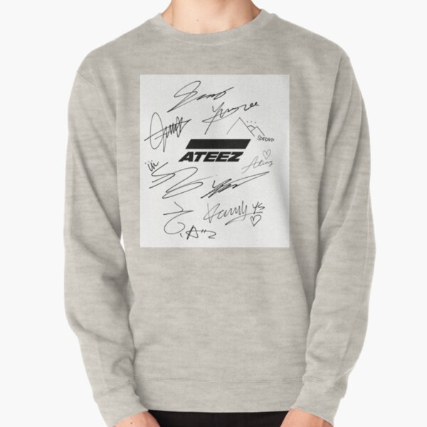 Ateez - logo + signatures - white Pullover Sweatshirt