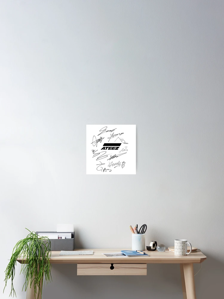 Ateez - logo + signatures - white