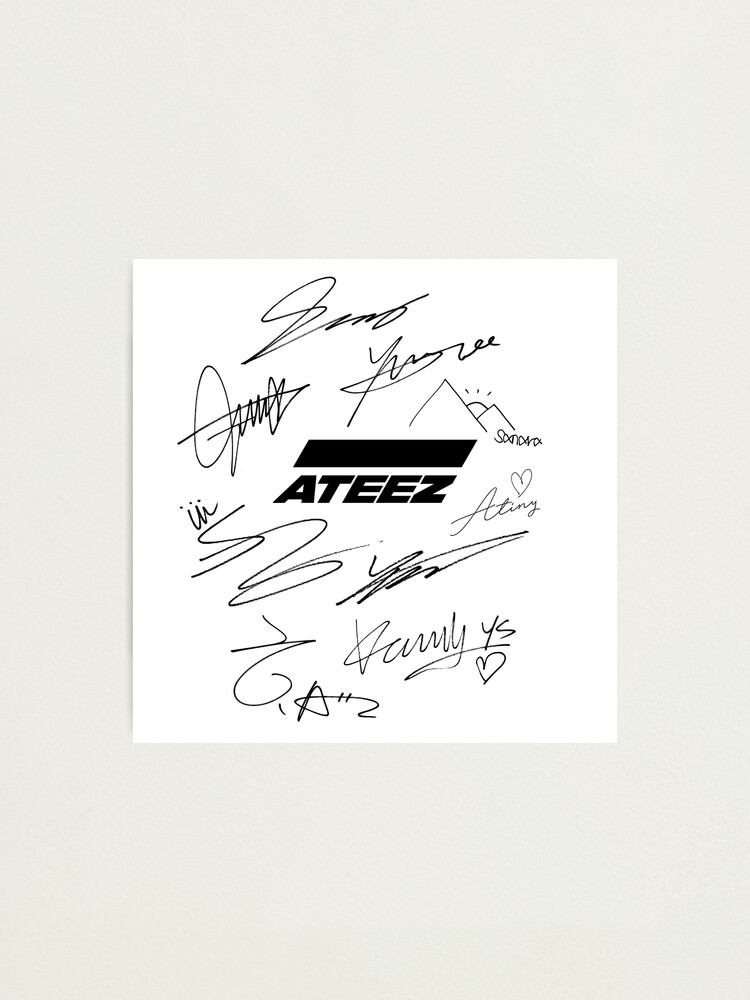 Ateez - logo + signatures - white