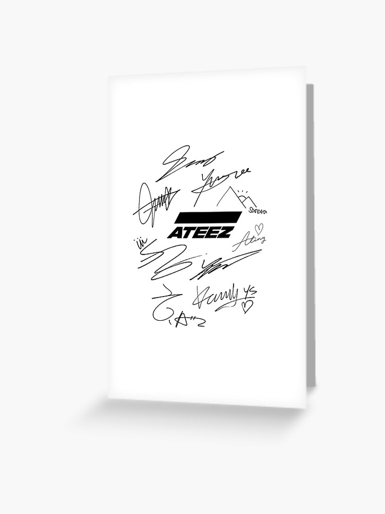Ateez - logo + signatures - white