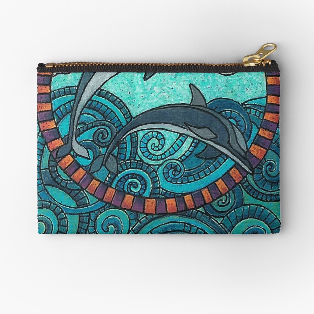 Dolphin Duo by Merideth Young Zipper Pouch