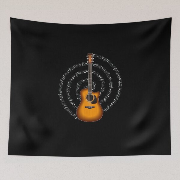 Item preview, Acoustic Guitar Themed With Musical Notes designed and sold by alyedel.