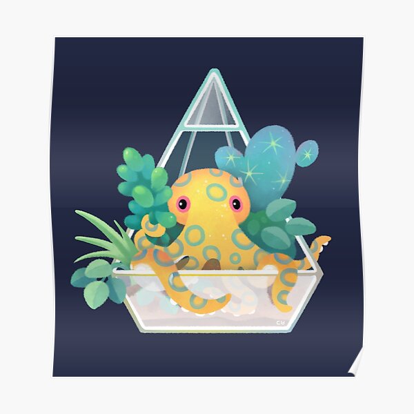 Ocean terrarium - Blue ringed octopus Poster