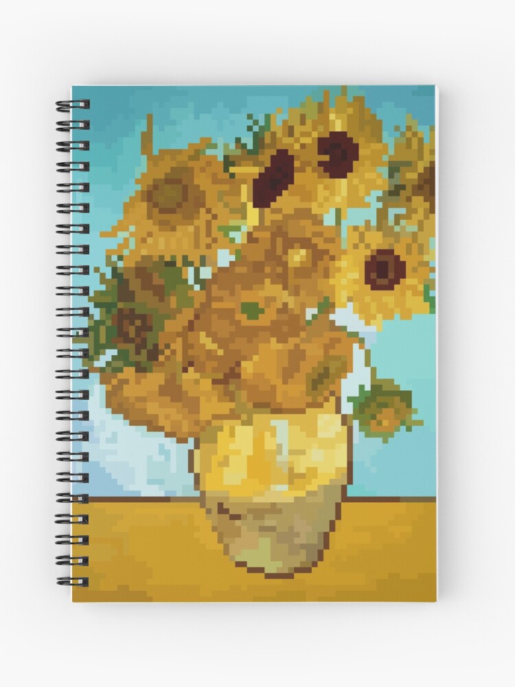 Cuaderno de espiral «La pintura del girasol de Vincent van Gogh en Pixel Art.»  de wearmishmash | Redbubble