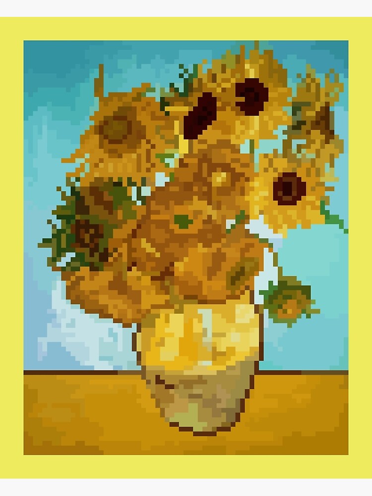 Vincent Van Gogh's Sunflower painting in Pixel art Art Print for Sale by  wearmishmash