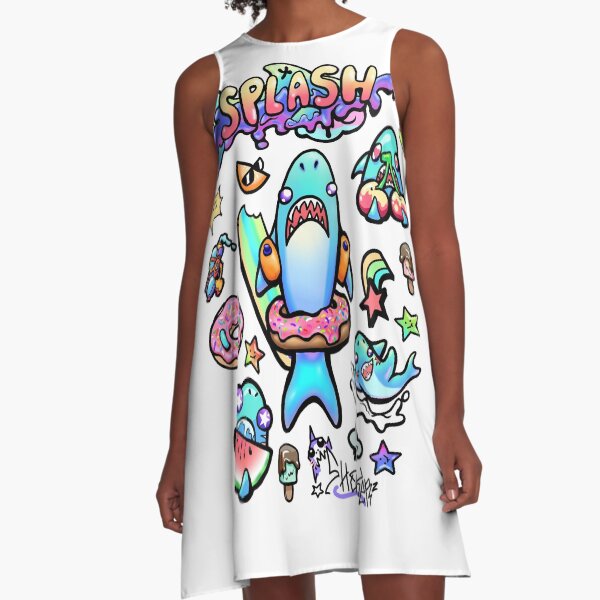 Summer Shark Stickers! :D A-Line Dress