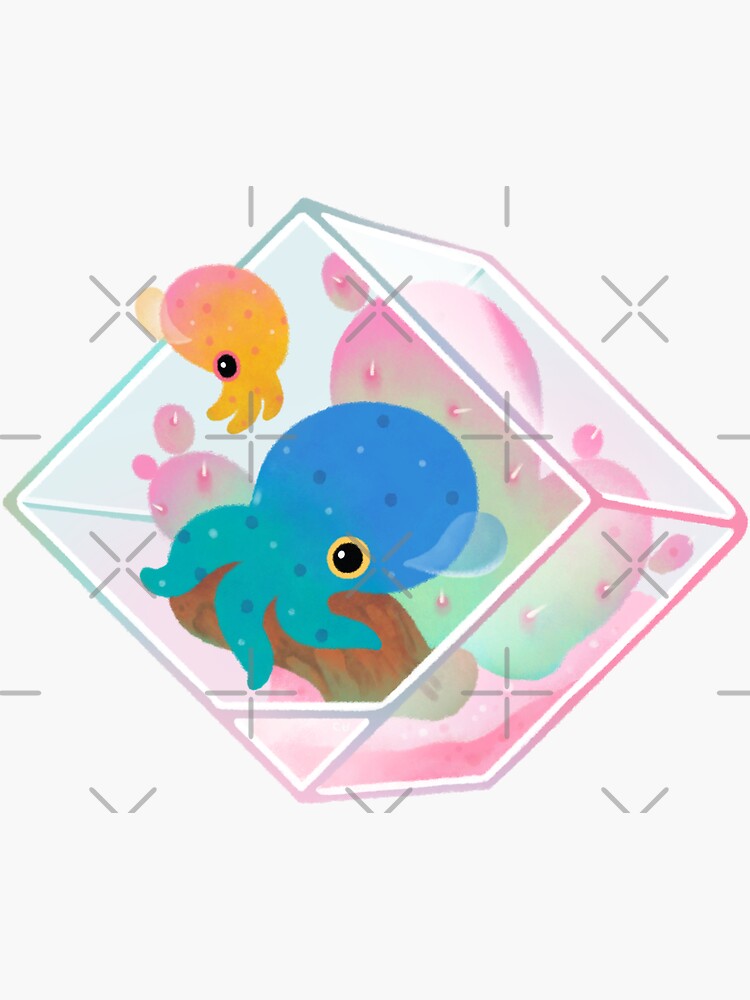 Thumbnail 3 of 3, Sticker, Ocean terrarium - Bobtail squids designed and sold by pikaole.