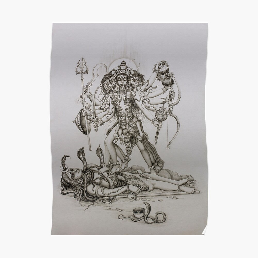 Sketch Devi Kali  How to draw Kali Devi  maa kali ki easy line art  mahakali  drawing  YouTube