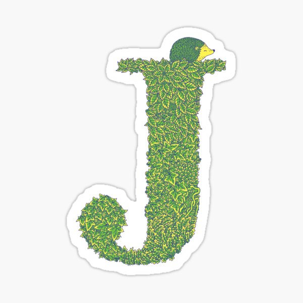 Alphabet J - Hedgehog Woodland Green Sticker