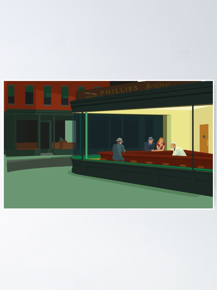Lark Manor Art mural luxueux «Nighthawks, 1942» par Edward Hopper, art