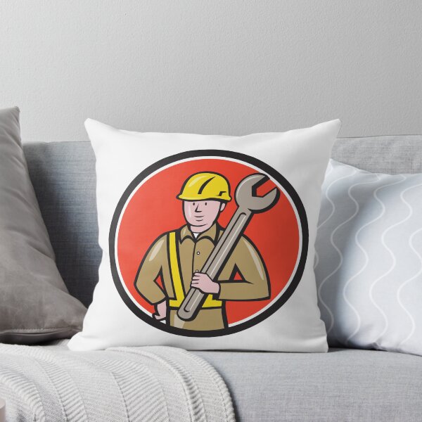 Item preview, Construction Worker Spanner Circle Cartoon designed and sold by patrimonio.