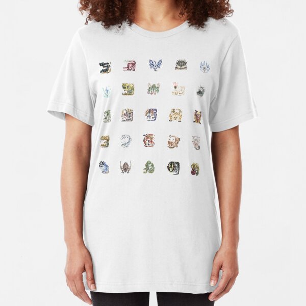 Monster Hunter World Tiled Icons Slim Fit T-Shirt