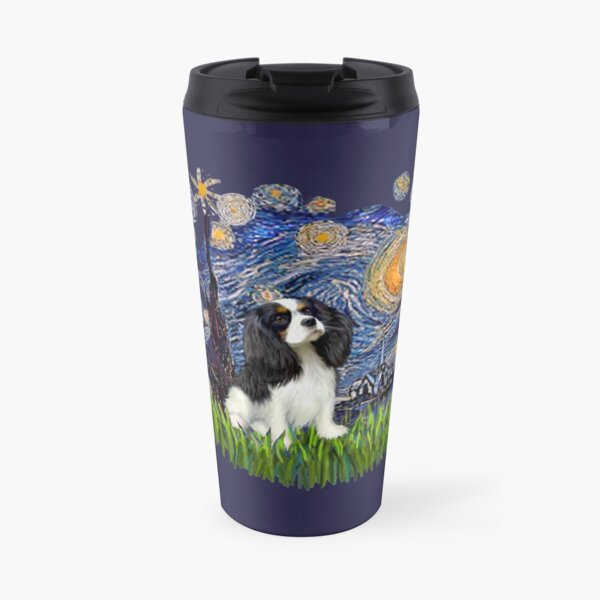 Starry Night Free Form with a Cavalier King Charles Spaniel (tri colored) Travel Mug