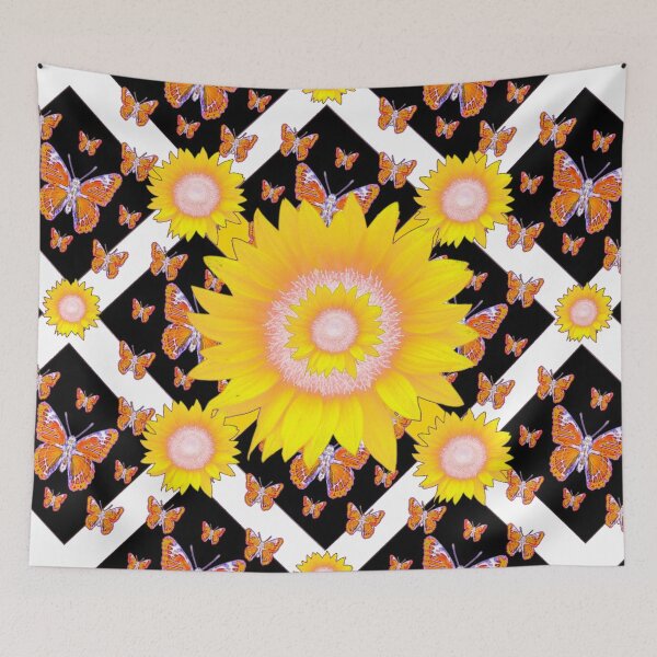 Item preview, MODERN YELLOW FLORAL MONARCH BUTTERFLY PATTERNS  designed and sold by sharlesart.