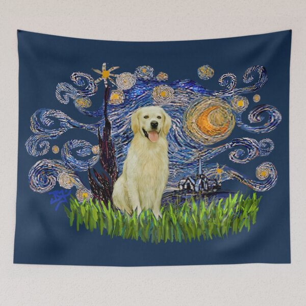 Item preview, Starry Night Free Form & Golden Retriever (light) designed and sold by JeanBFitzgerald.