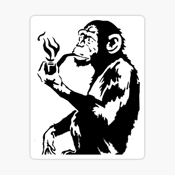 Banksy Sticker Decal vinyl graffiti street art car lough now chimp ape monkey mm 
