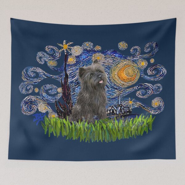 Item preview, Starry Night Free Form with a Cairn Terrier (brindle) designed and sold by JeanBFitzgerald.