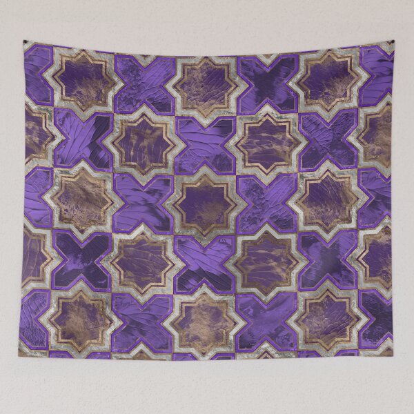 Item preview, Oriental Tile pattern - Purple Acrylic and Gold designed and sold by Nartissima.