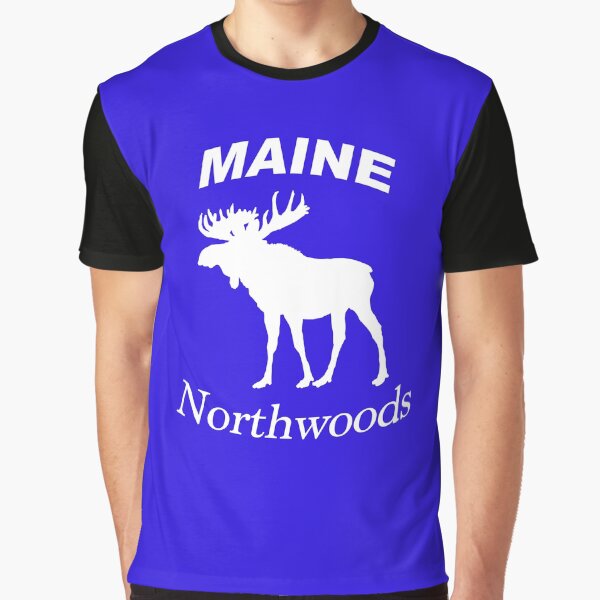 Maine Northwoods Moose Design Graphic T-Shirt