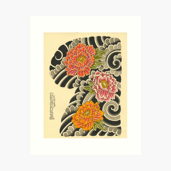 Item preview, Peonies  designed and sold by John Reardon Tattoos.