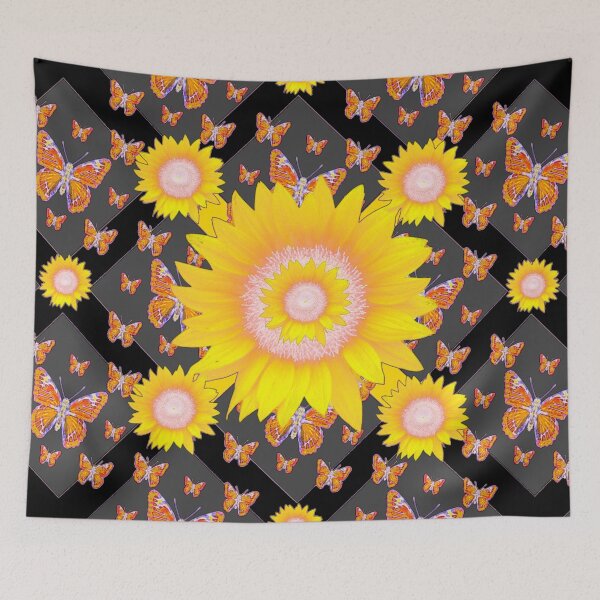 Item preview,  BLACK YELLOW FLORAL MONARCH BUTTERFLY PATTERNS  designed and sold by sharlesart.