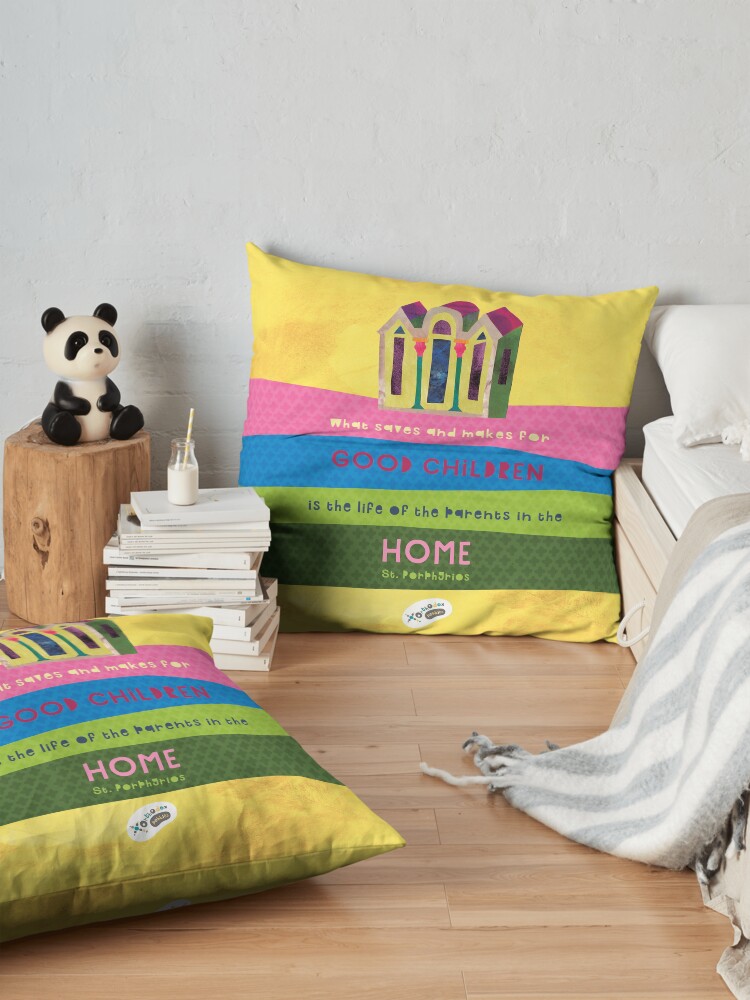 Alternate view of St. Porphyrios quote Floor Pillow